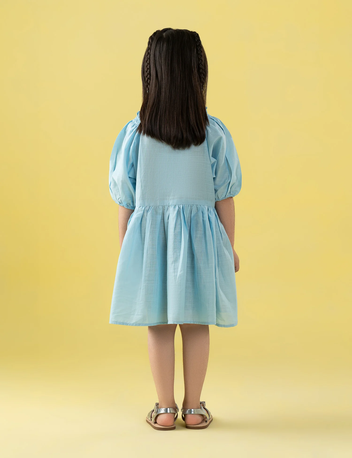 SMOCKED PUFF SLEEVE EMBROIDERED DRESS - Image 5