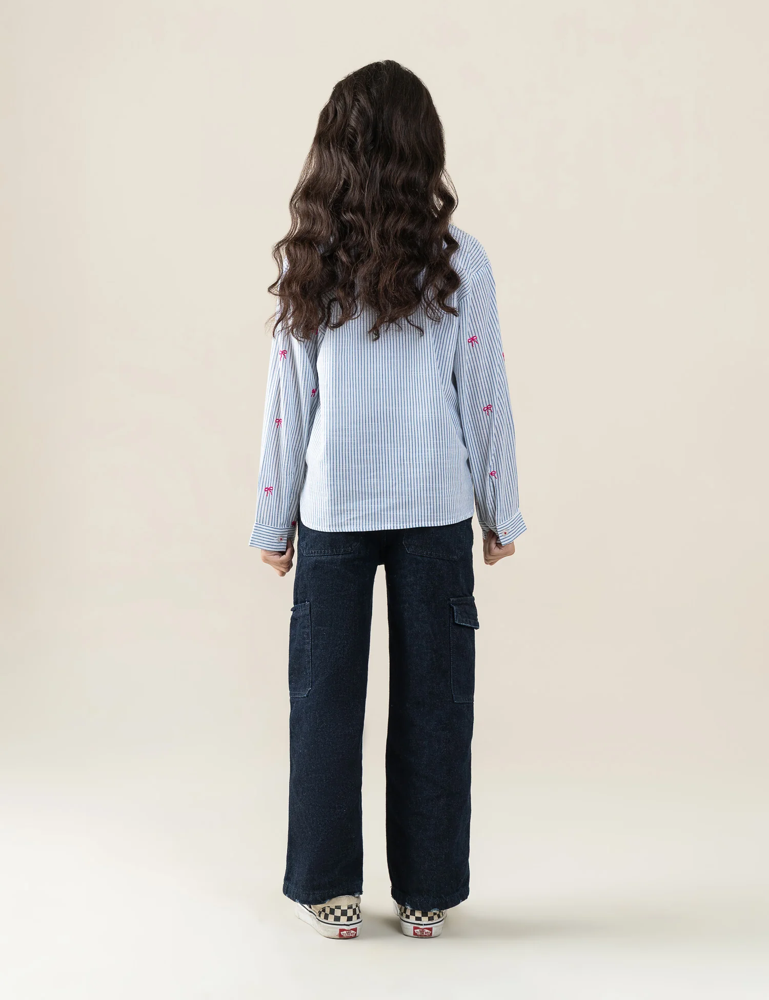 STRIPED EMBROIDERED BUTTON DOWN TOP - Image 4