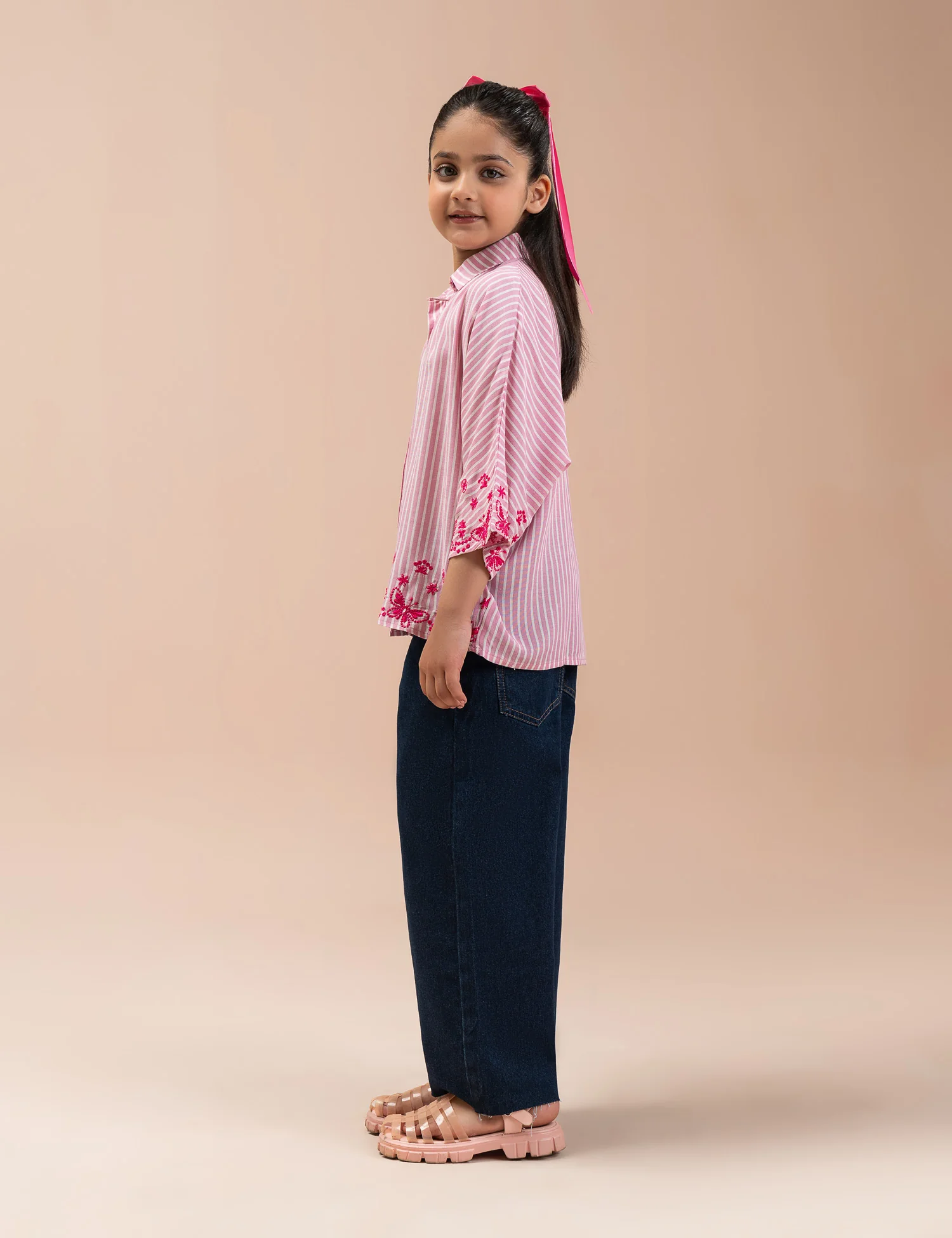 STRIPED EMBROIDERED BUTTON DOWN TOP - Image 4