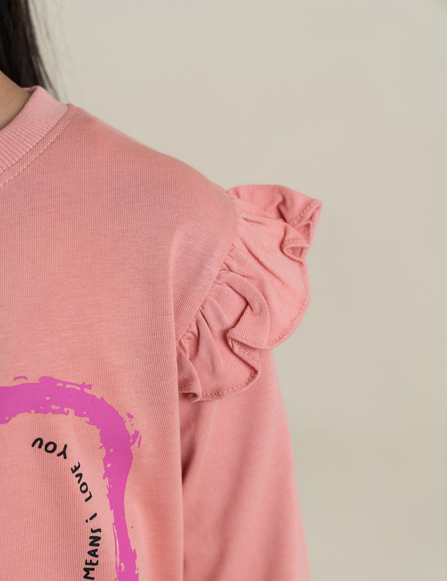 HEART AND FLOWER RUFFLE SLEEVE SWEATSHIRT - Image 3