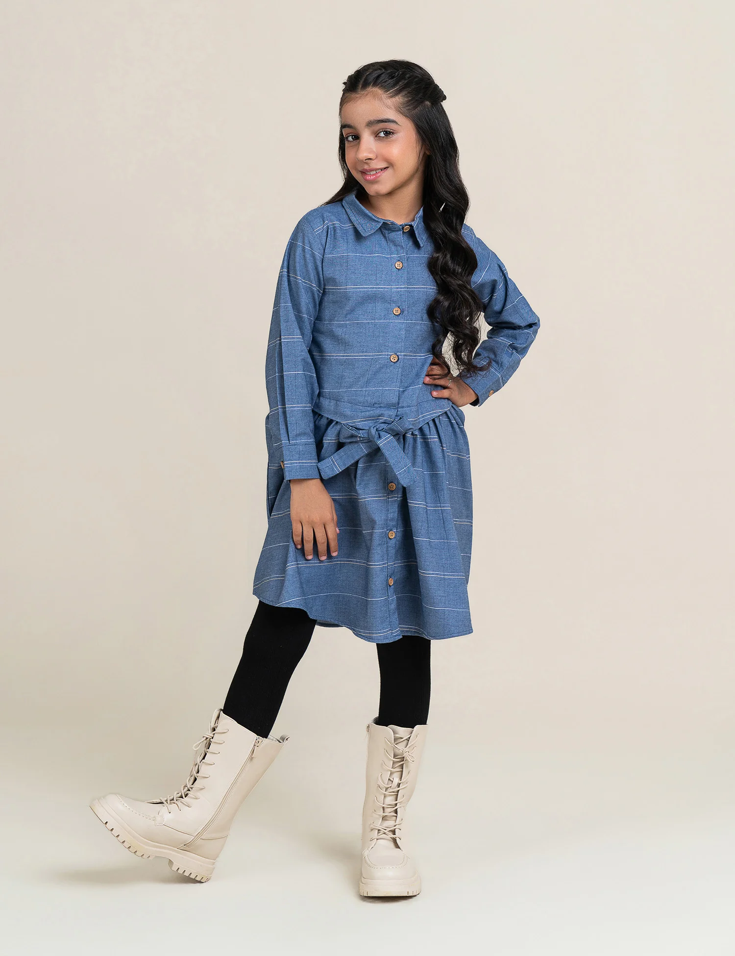 CHECKERED LONG DRESS - Image 4