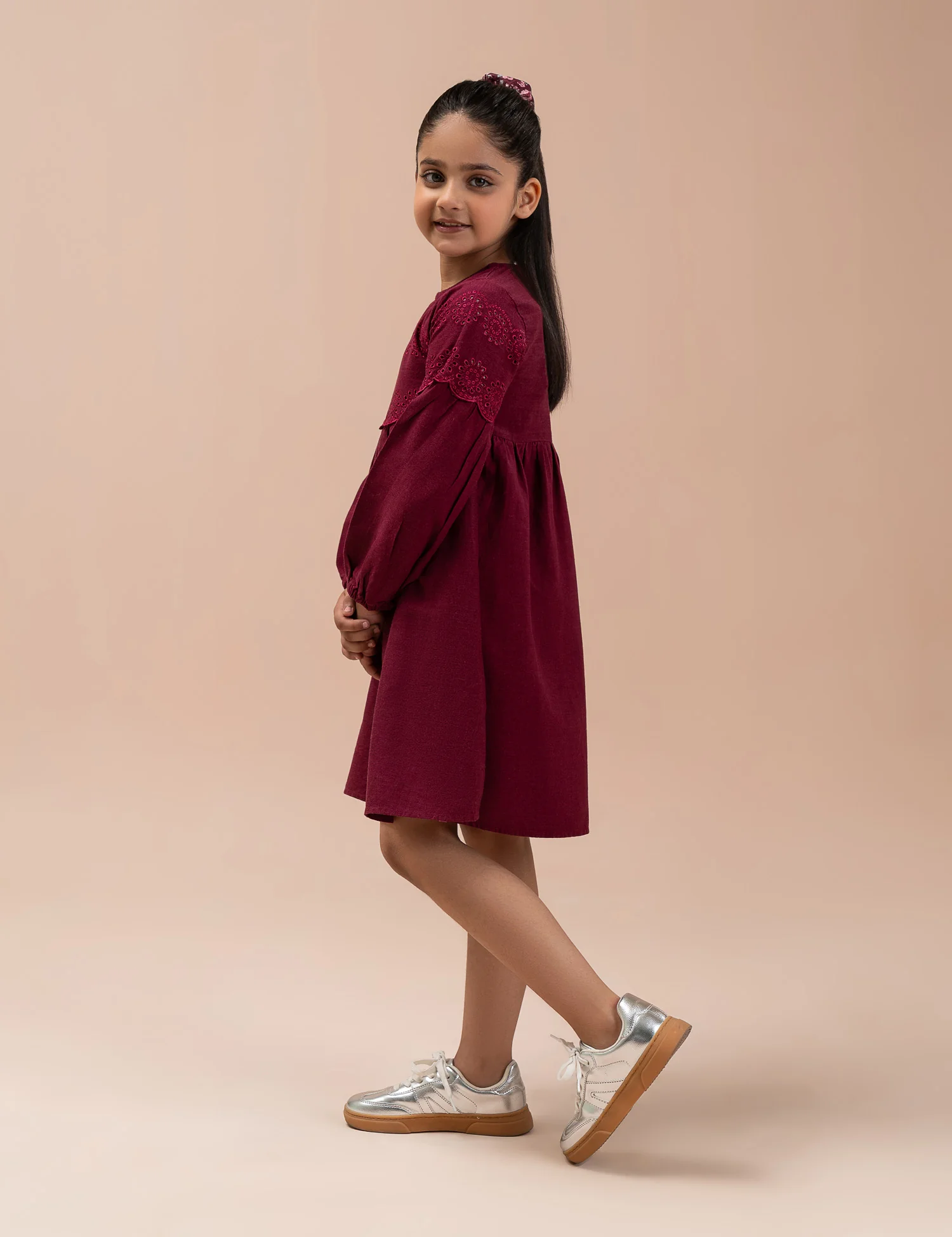 EMBROIDERED YOKE LONG DRESS - Image 3