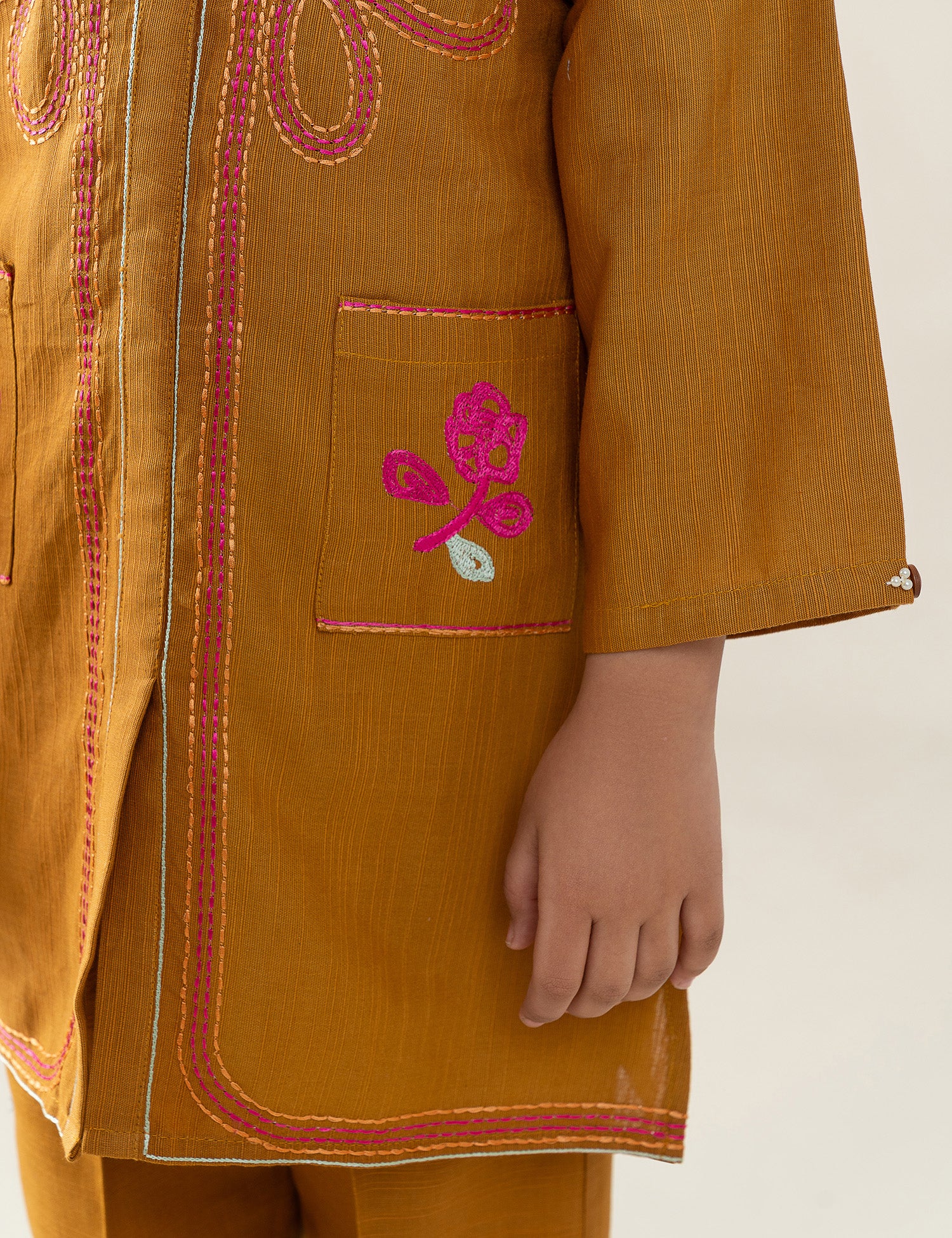 2 PIECE BUTTON DOWN EMBROIDERED SUIT - Image 3