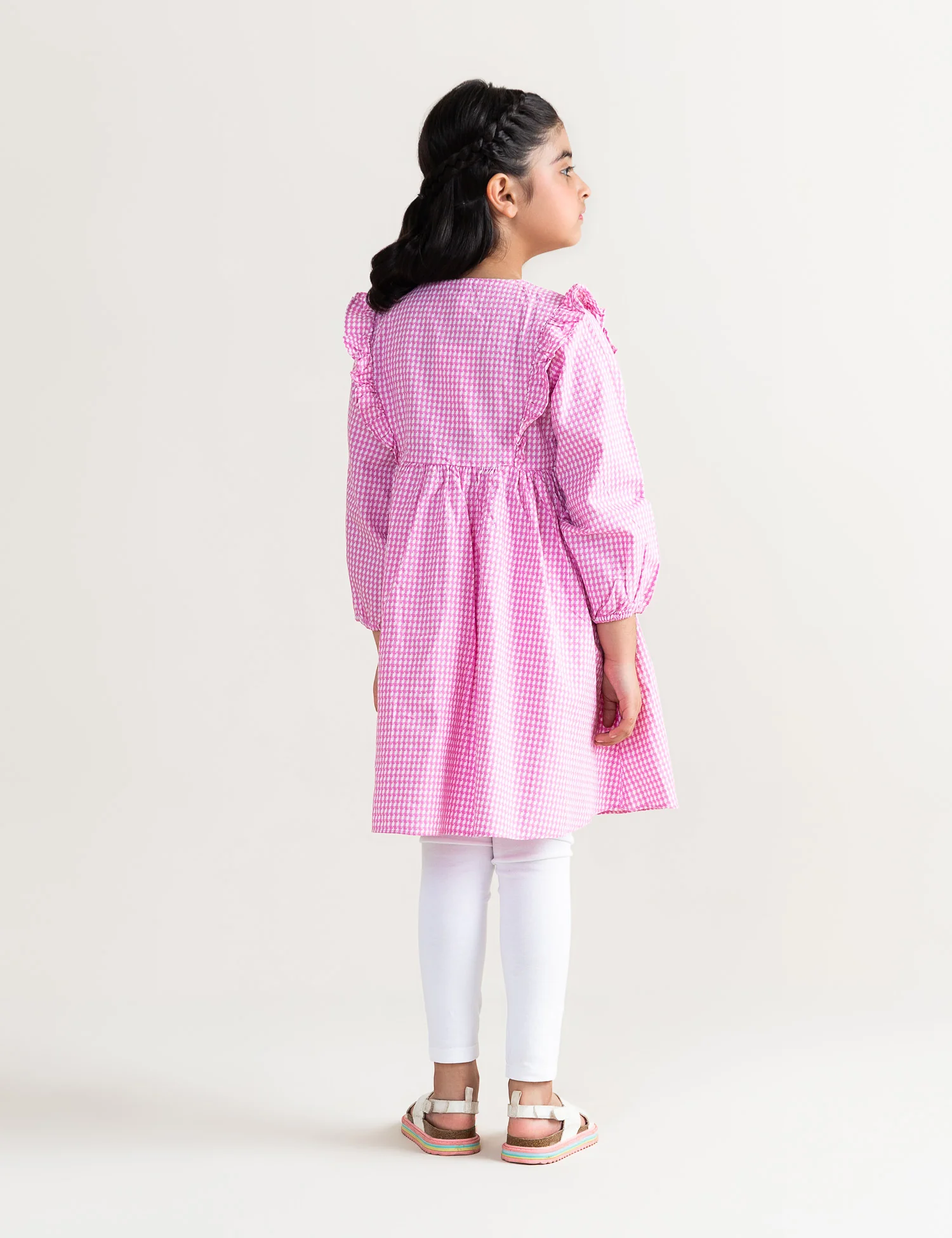 GINGHAM LONG SLEEVE DRESS - Image 4
