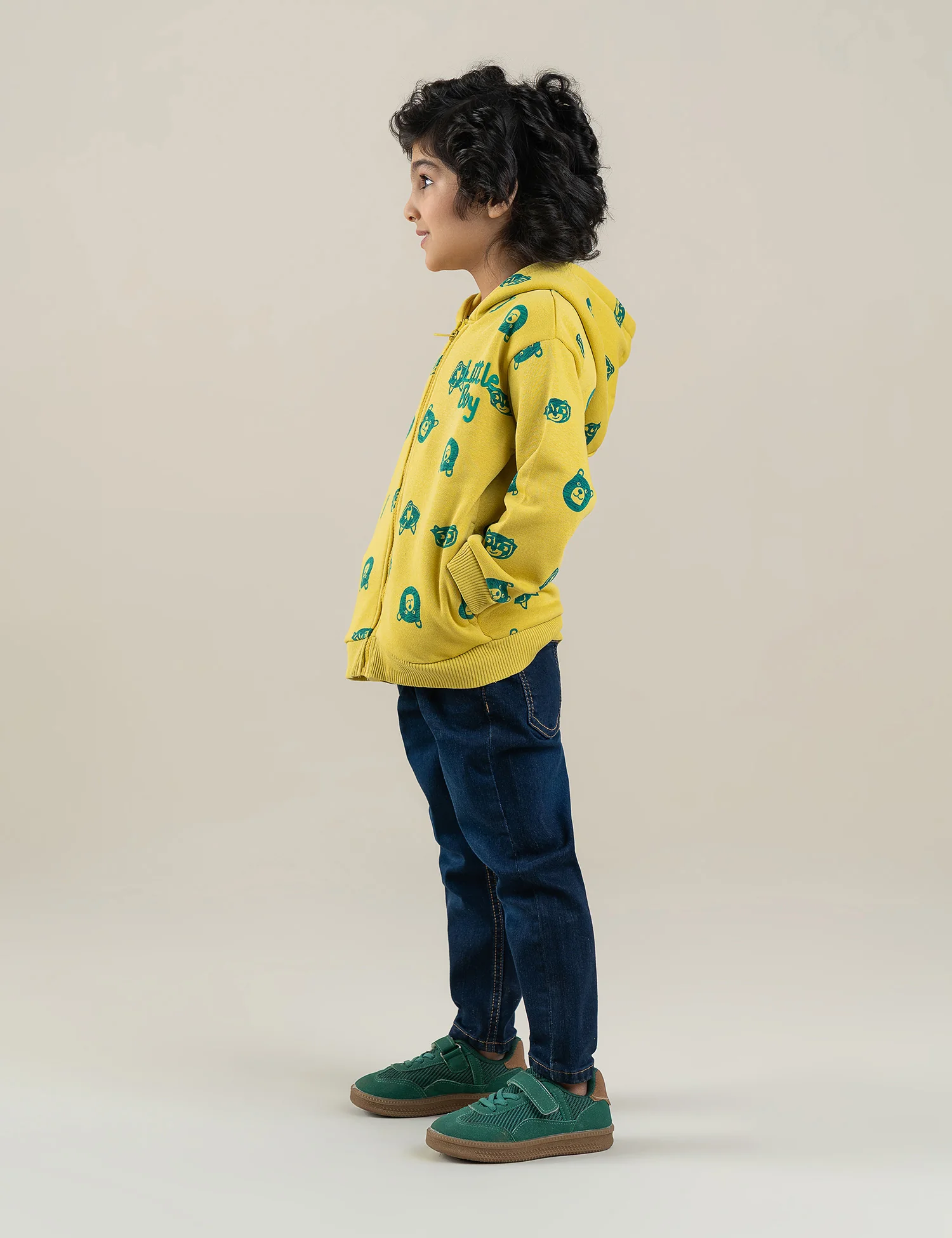 BEAR PRINTED ZIP-UP HOODIE - Image 4