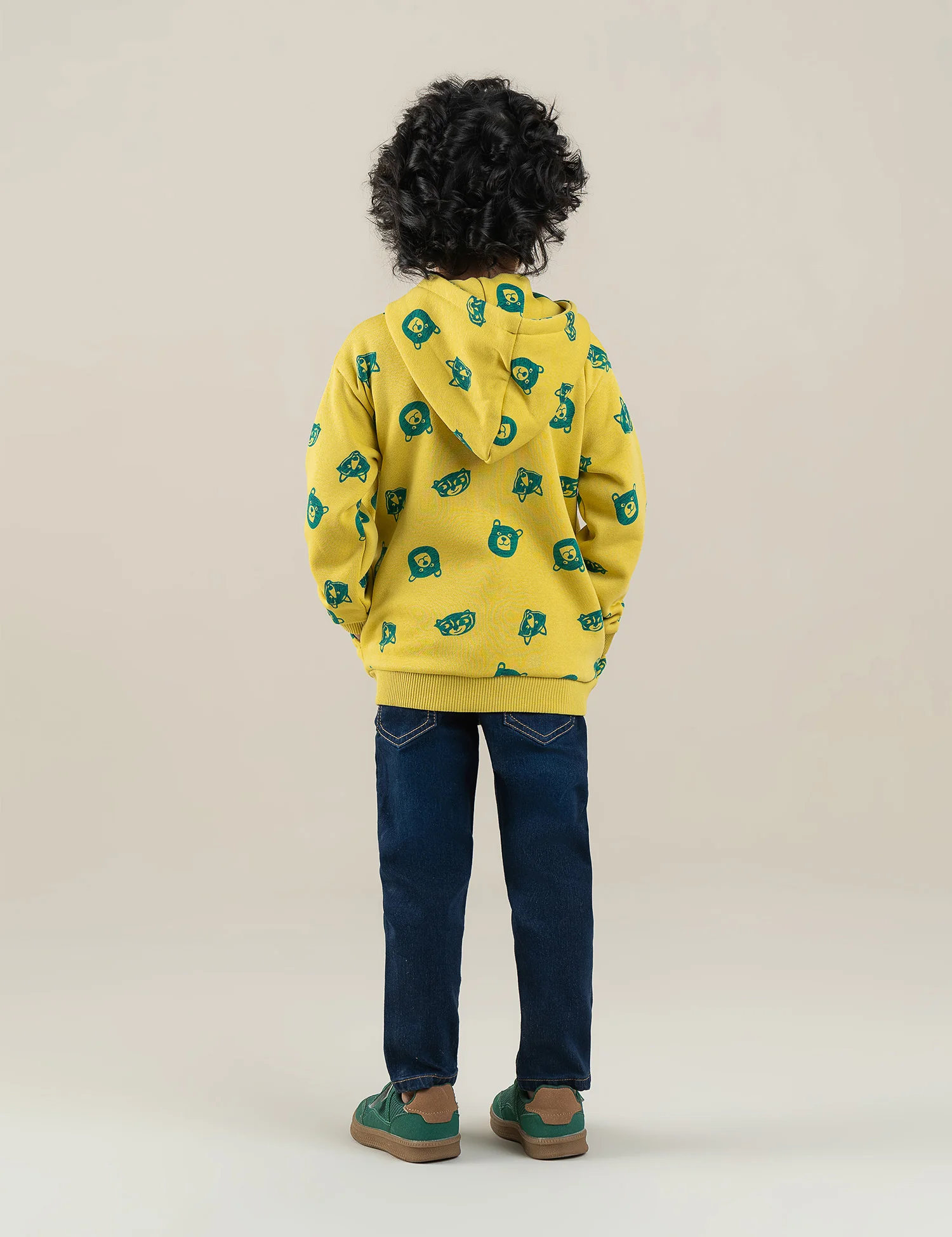 BEAR PRINTED ZIP-UP HOODIE - Image 5