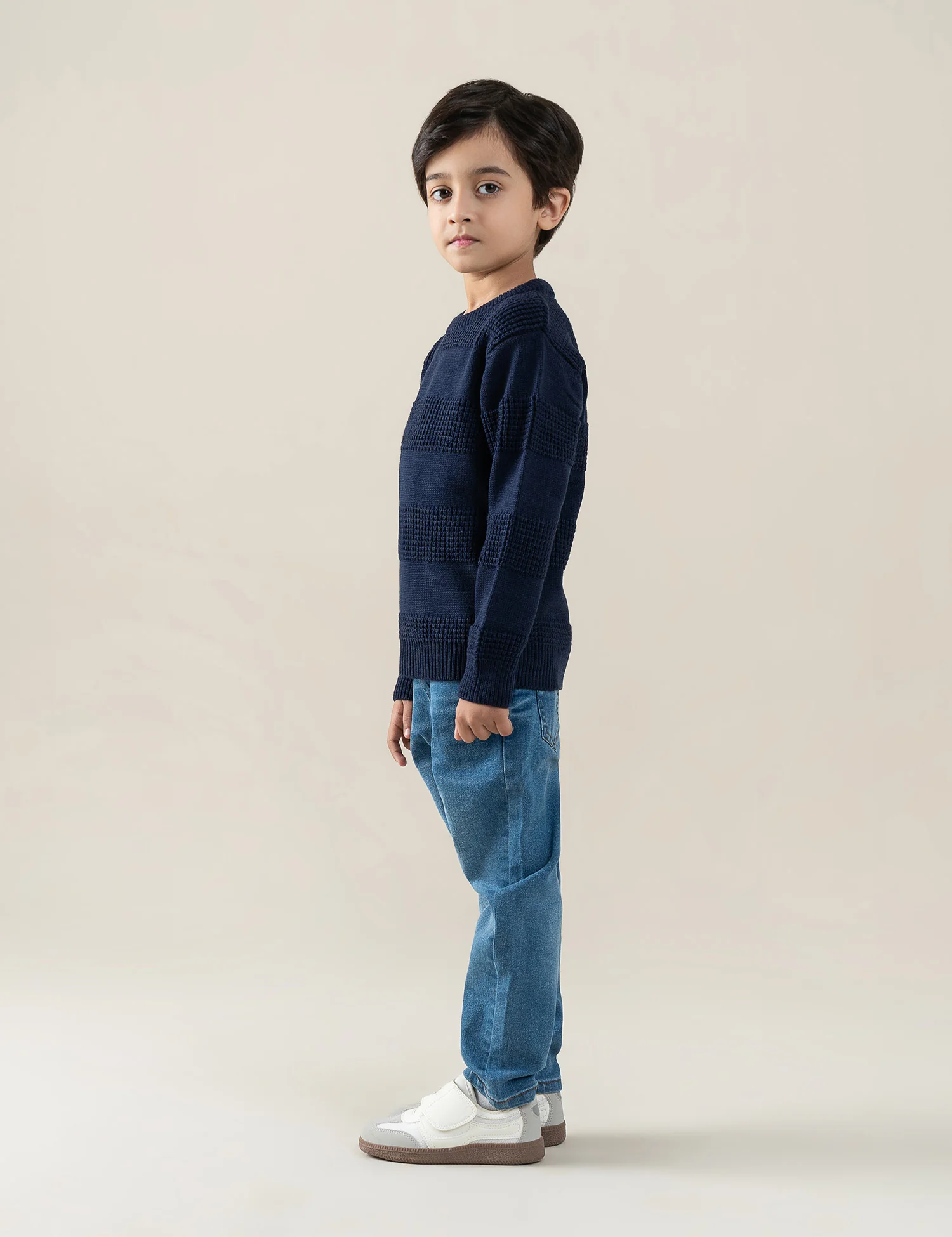 TEXTURED NAVY KNIT SWEATER - Image 4