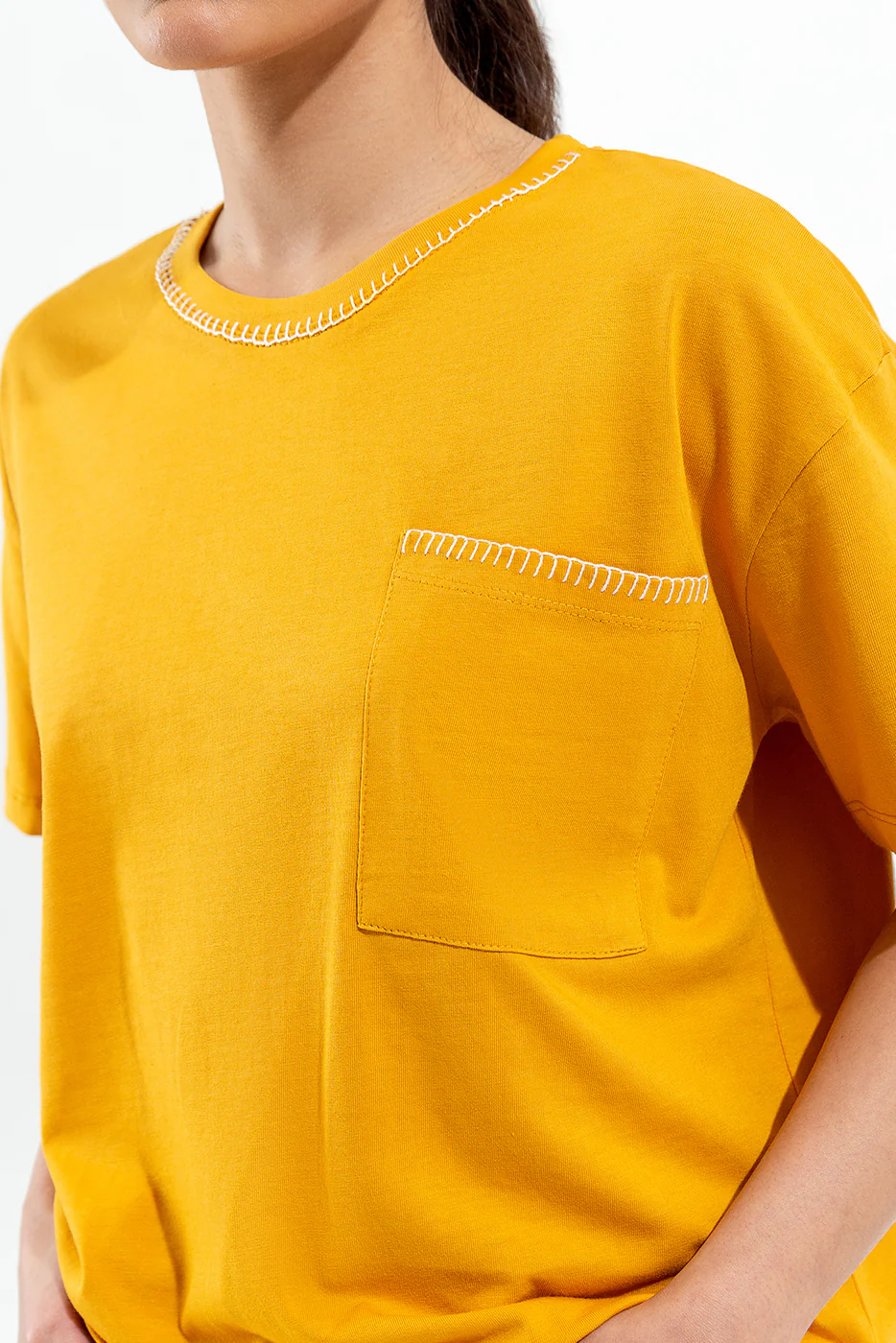 MUSTARD EMBROIDERED TEE - Image 4