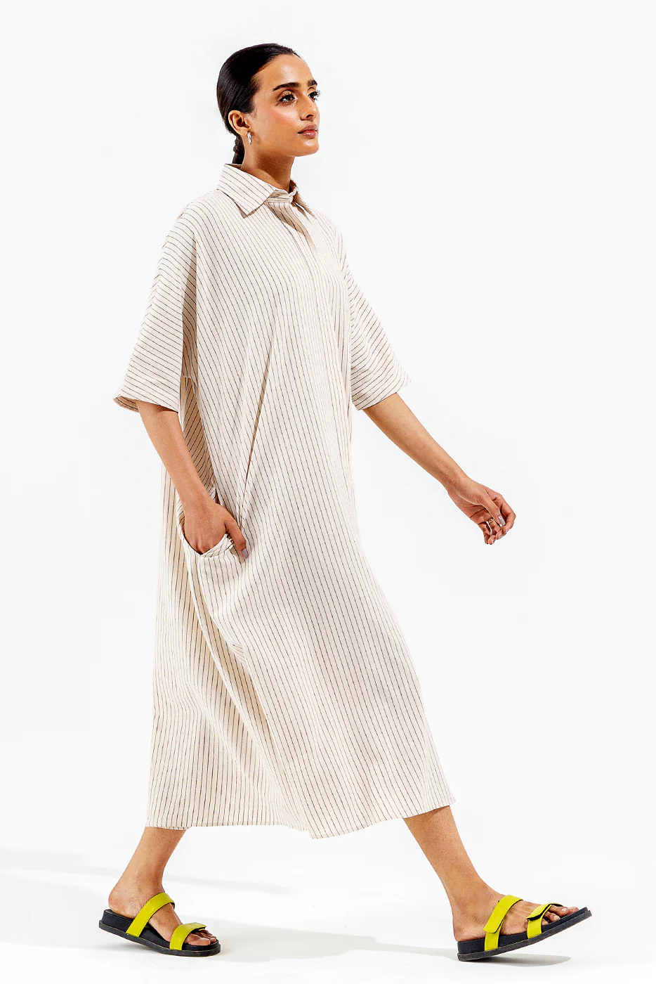 STRIPED KIMONO LONG DRESS - Image 4