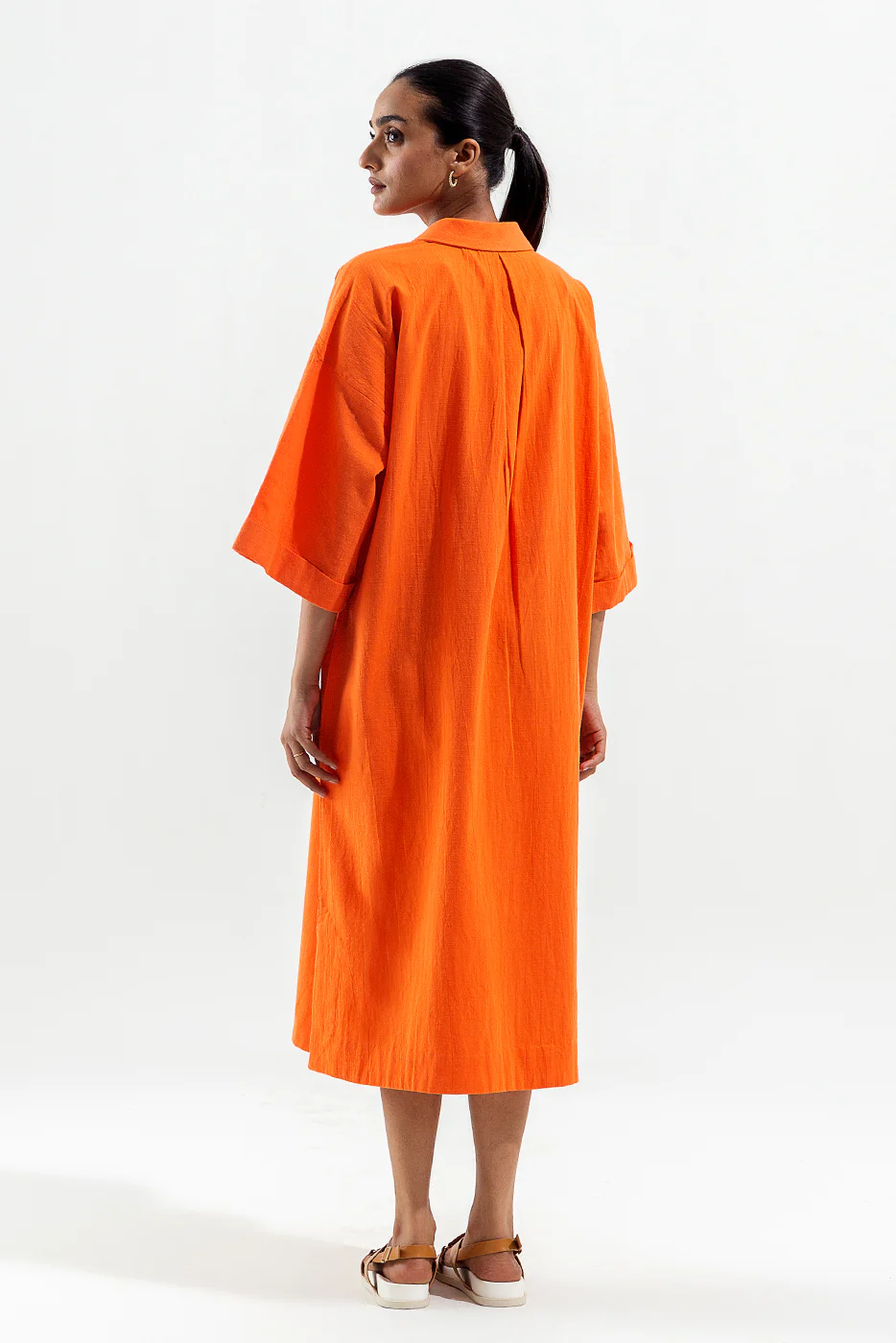 ORANGE NOTCH COLLAR DRESS - Image 4