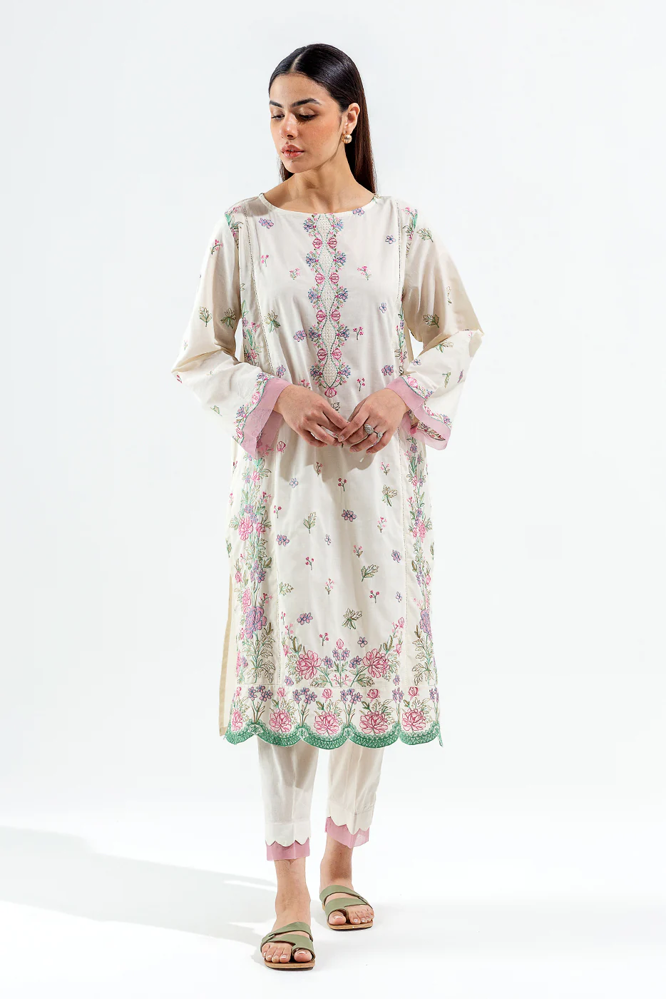 2 PIECE EMBROIDERED DYED LAWN SUIT (PRET) - Image 2