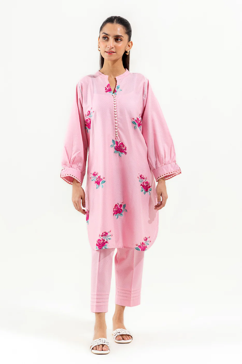 2 PIECE EMBROIDERED JACQUARD SUIT (PRET) - Image 3