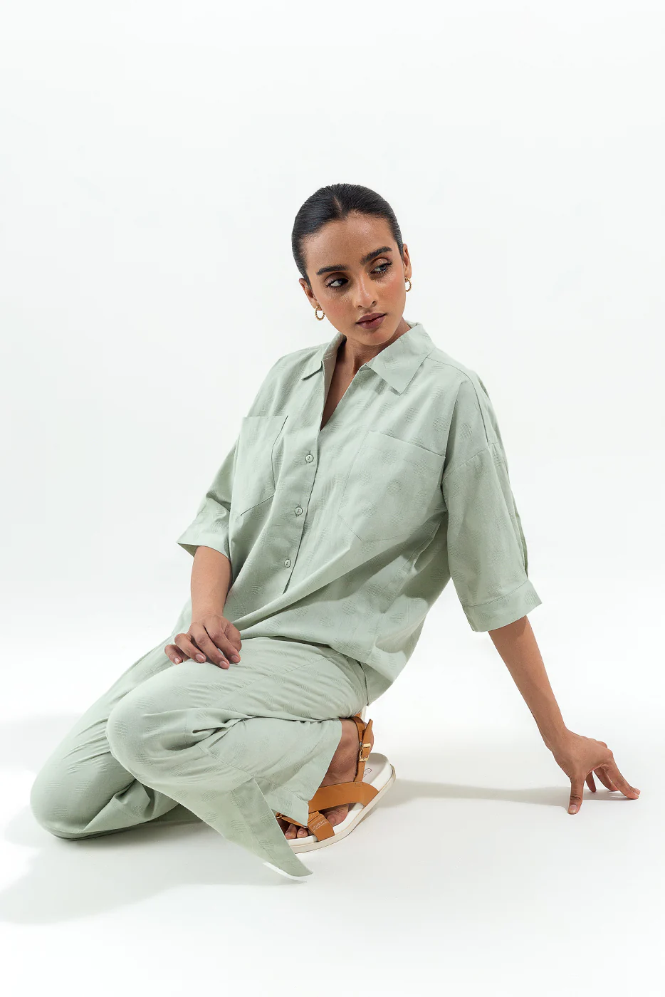 GREEN SELF FABRIC COORD SET - Image 2