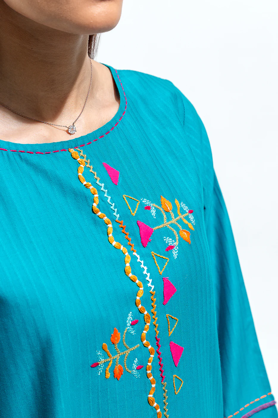 2 PIECE EMBROIDERED SELF JACQUARD SUIT (PRET) - Image 3