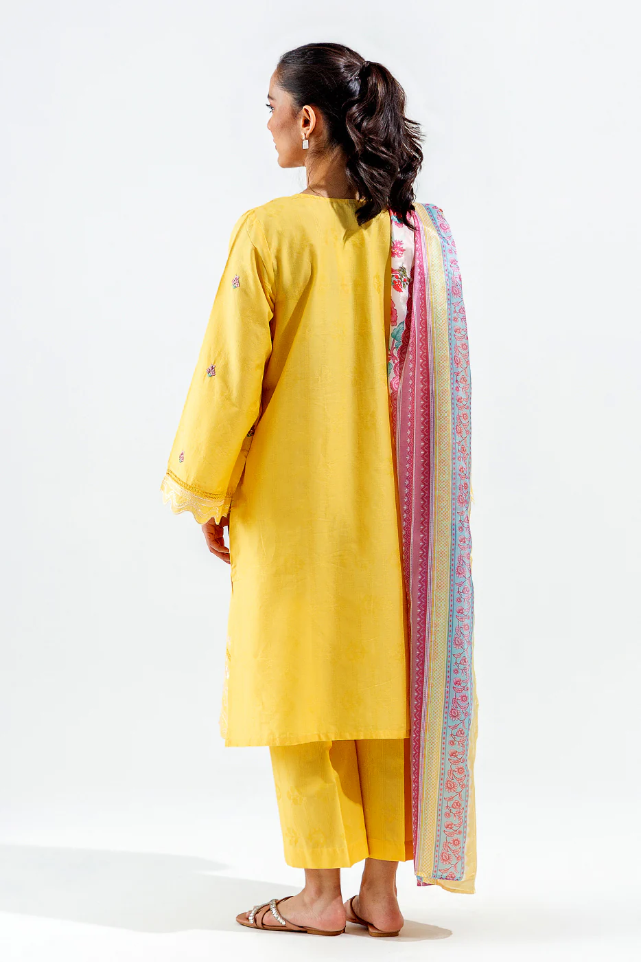2 PIECE EMBROIDERED SELF JACQUARD SUIT (PRET) - Image 4