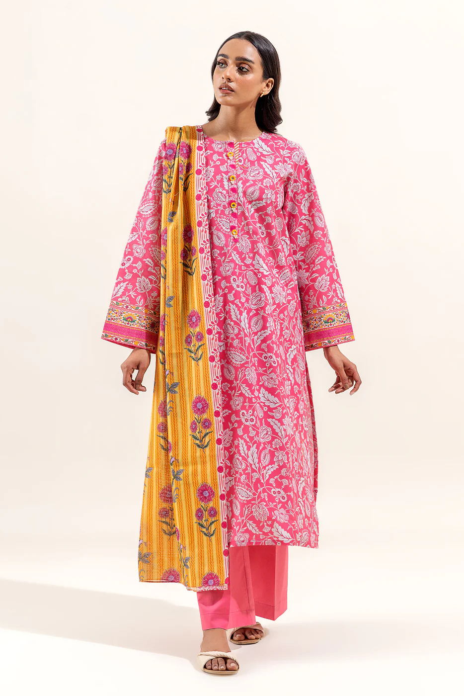 3 PIECE PRINTED LAWN SUIT-FLORENCE FLORA (UNSTITCHED) - Image 2