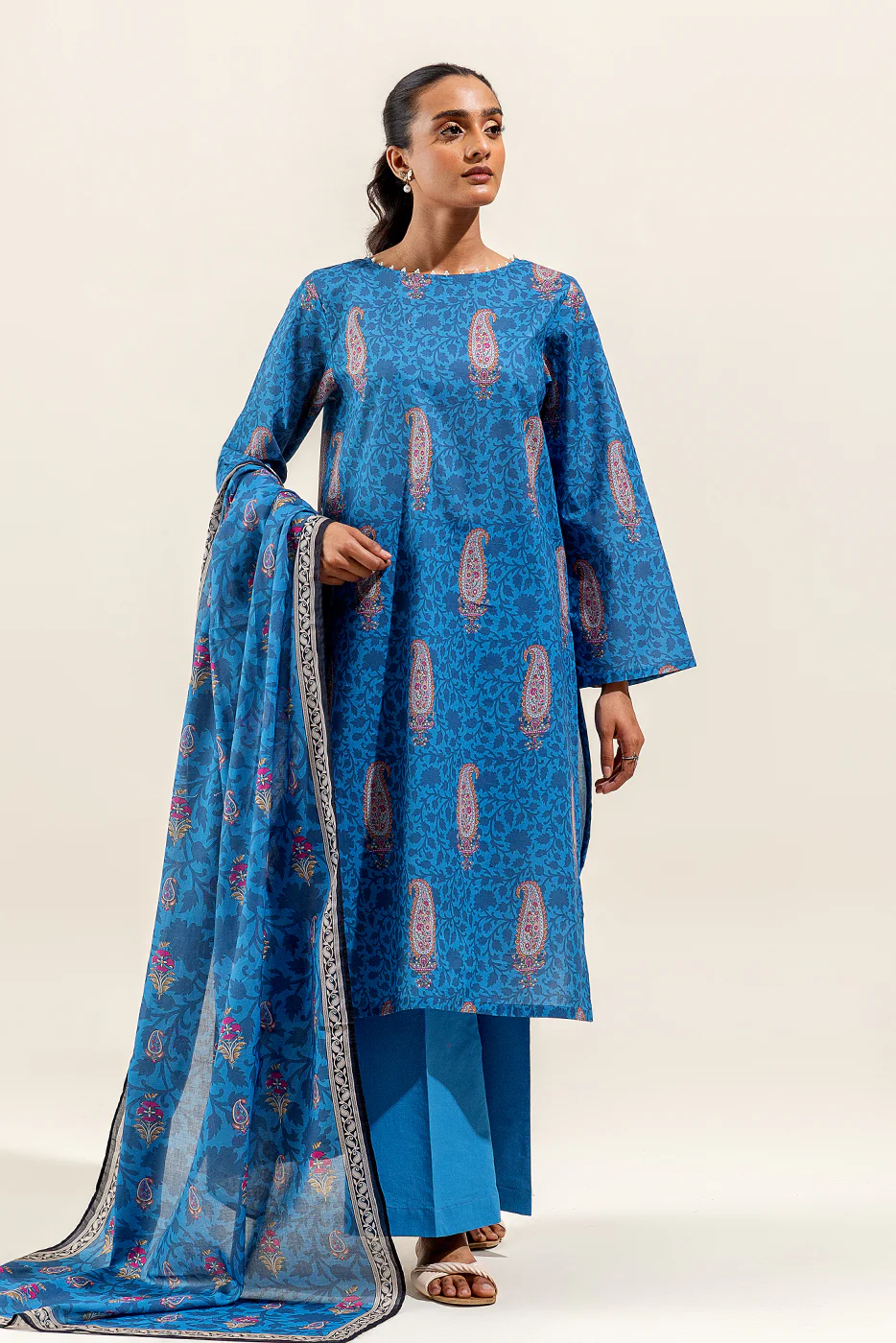 3 PIECE PRINTED SUIT-AEGEAN SAND (UNSTITCHED) - Image 5
