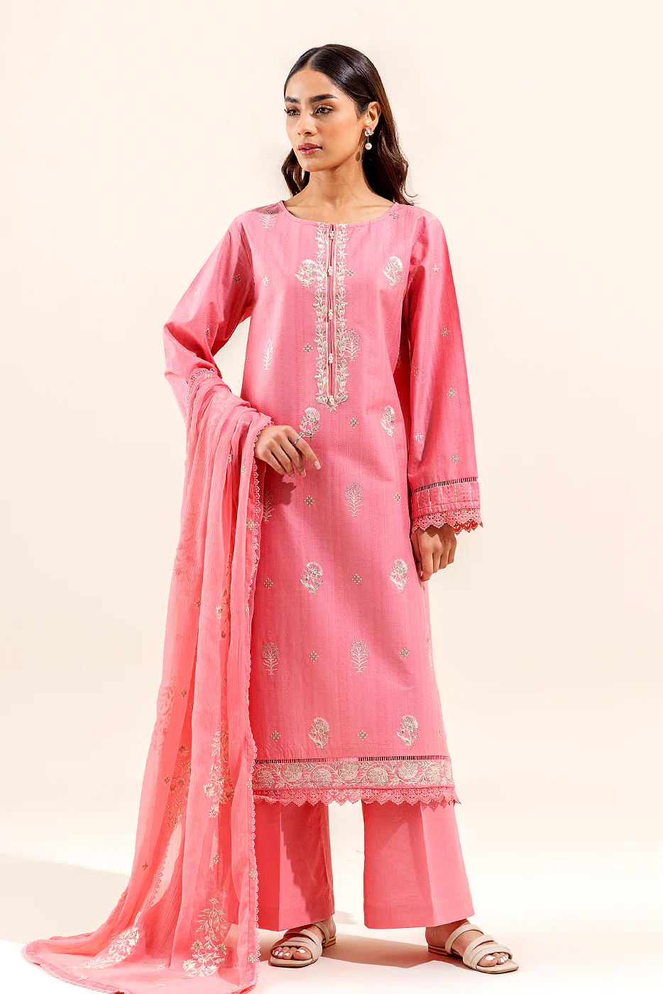 3 PIECE EMBROIDERED TEXTURED LAWN SUIT (UNSTITCHED) - Image 6