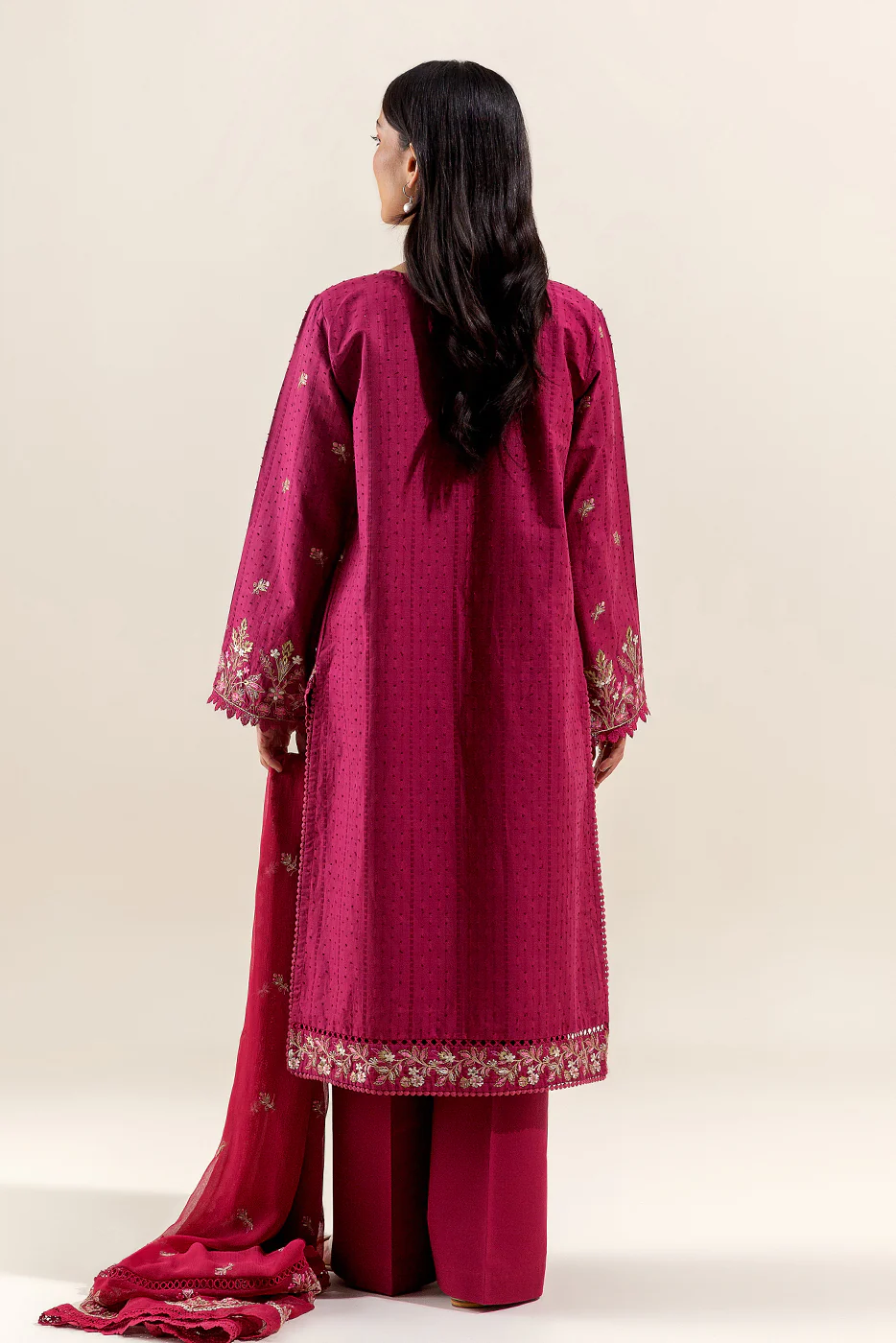 3 PIECE EMBROIDERED LAWN SUIT-CARMINE QUARTZ (UNSTITCHED) - Image 4