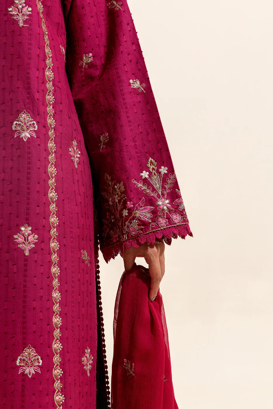 3 PIECE EMBROIDERED LAWN SUIT-CARMINE QUARTZ (UNSTITCHED) - Image 6