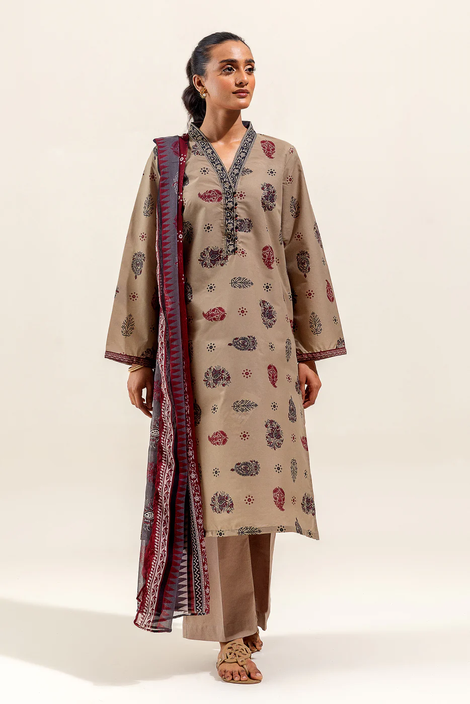 3 PIECE PRINTED SUIT-FROSTY SPRING (UNSTITCHED) - Image 2