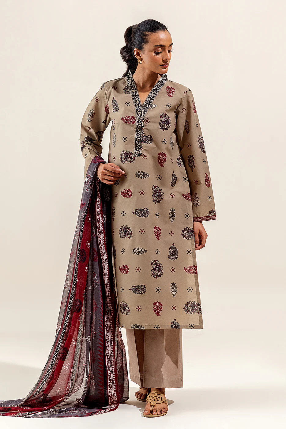 3 PIECE PRINTED SUIT-FROSTY SPRING (UNSTITCHED) - Image 6