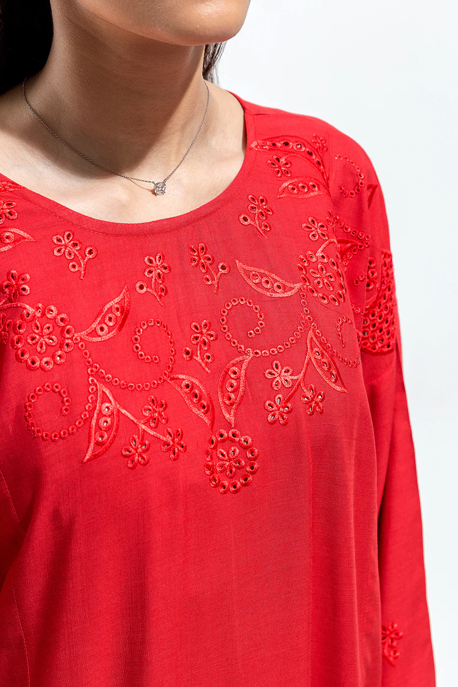 2 PIECE EMBROIDERED VISCOSE SUIT (PRET) - Image 3