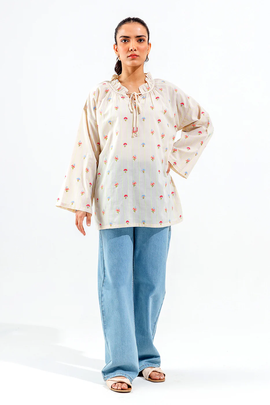 EMBROIDERED YARN DYED TOP (PRET) - Image 2