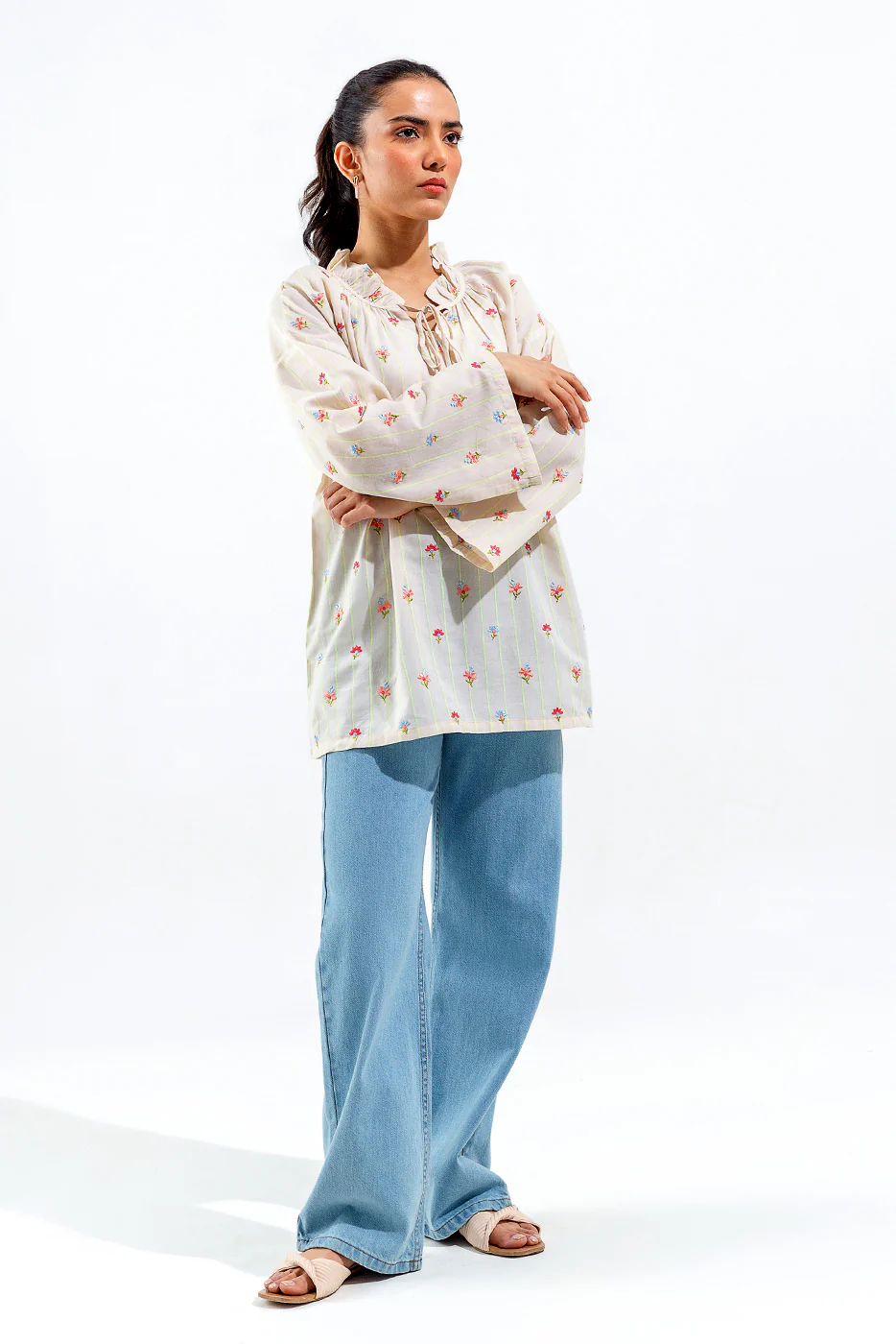 EMBROIDERED YARN DYED TOP (PRET) - Image 3