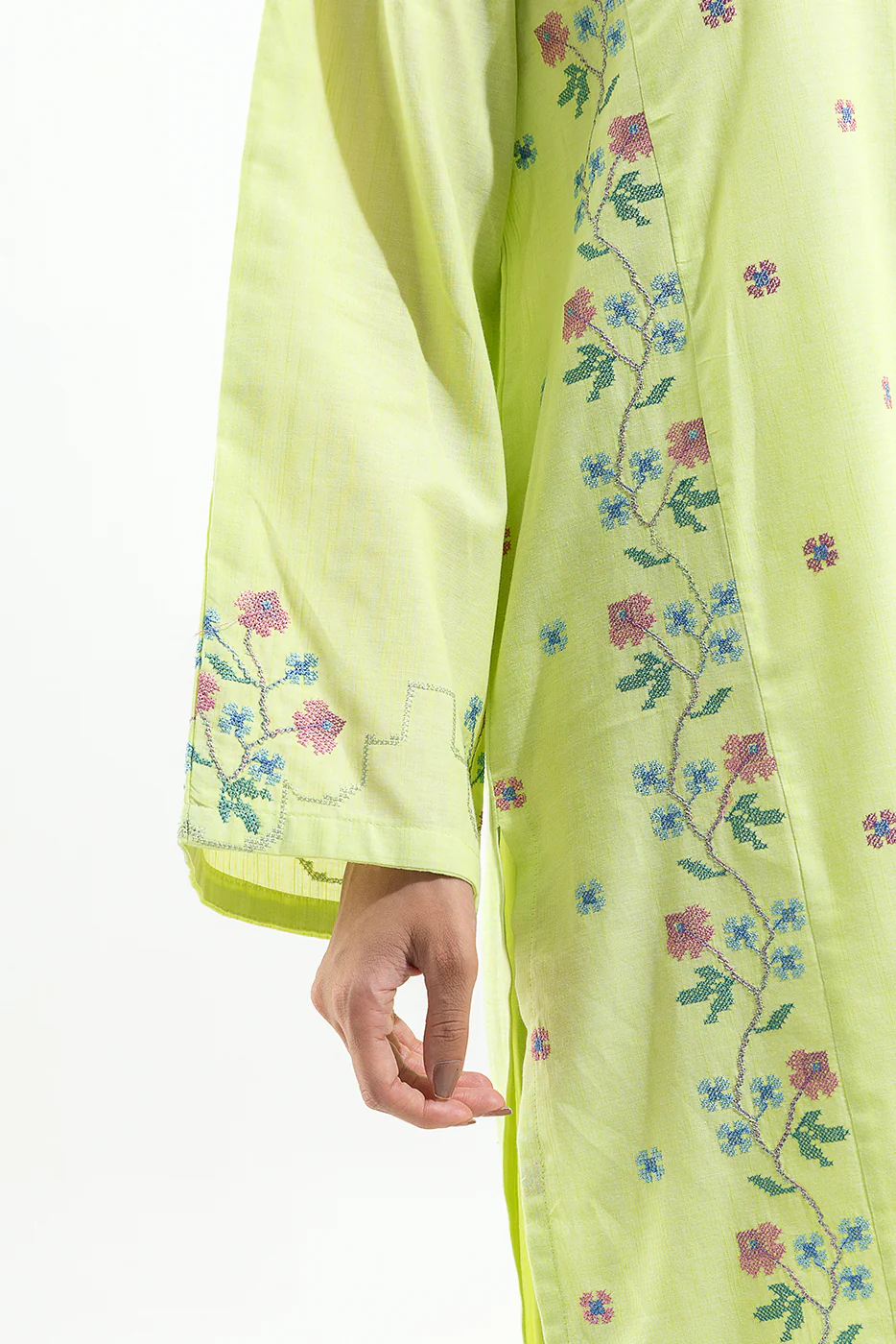 2 PIECE EMBROIDERED CHAMBRAY SUIT (PRET) - Image 5