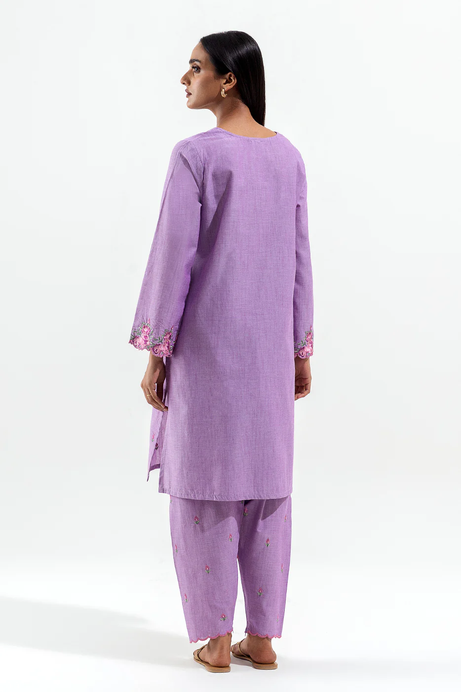 2 PIECE EMBROIDERED CHAMBRAY SUIT (PRET) - Image 3