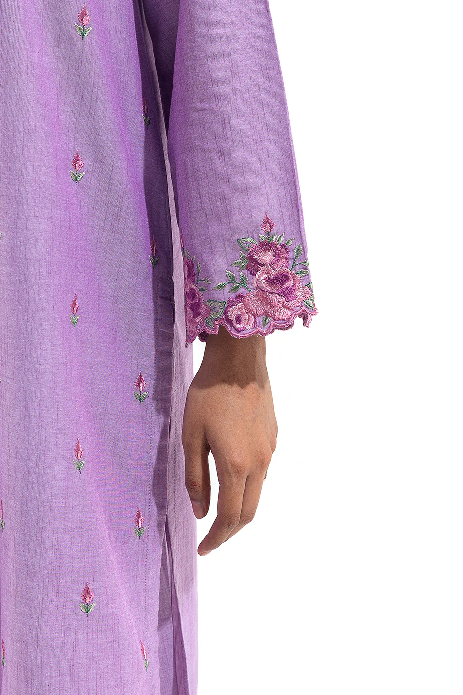 2 PIECE EMBROIDERED CHAMBRAY SUIT (PRET) - Image 5