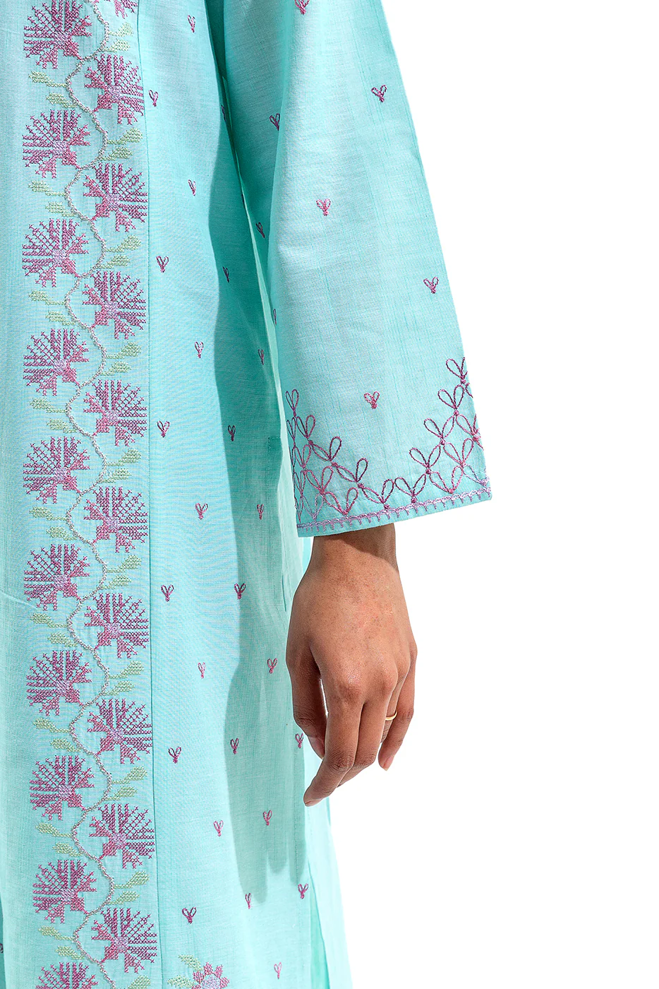 2 PIECE EMBROIDERED CHAMBREY SUIT (PRET) - Image 5