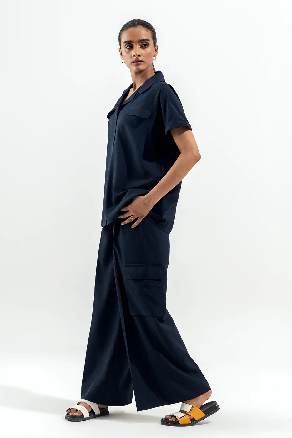 NAVY KIMONO SLEEVES TOP - Image 3