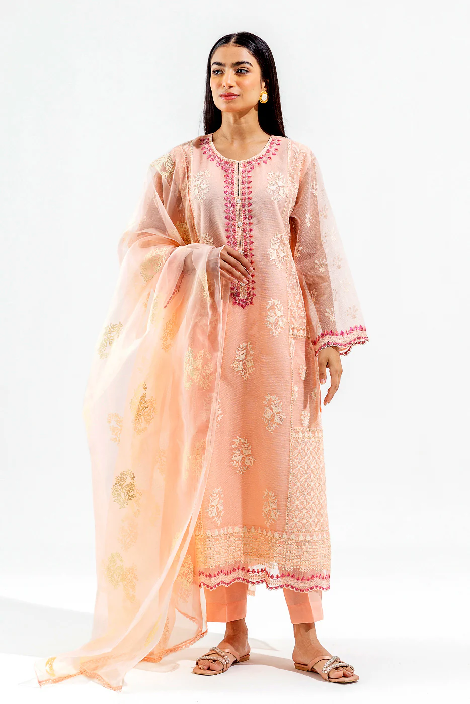 3 PIECE EMBROIDERED KARANDI SUIT (LUXURY PRET) - Image 3