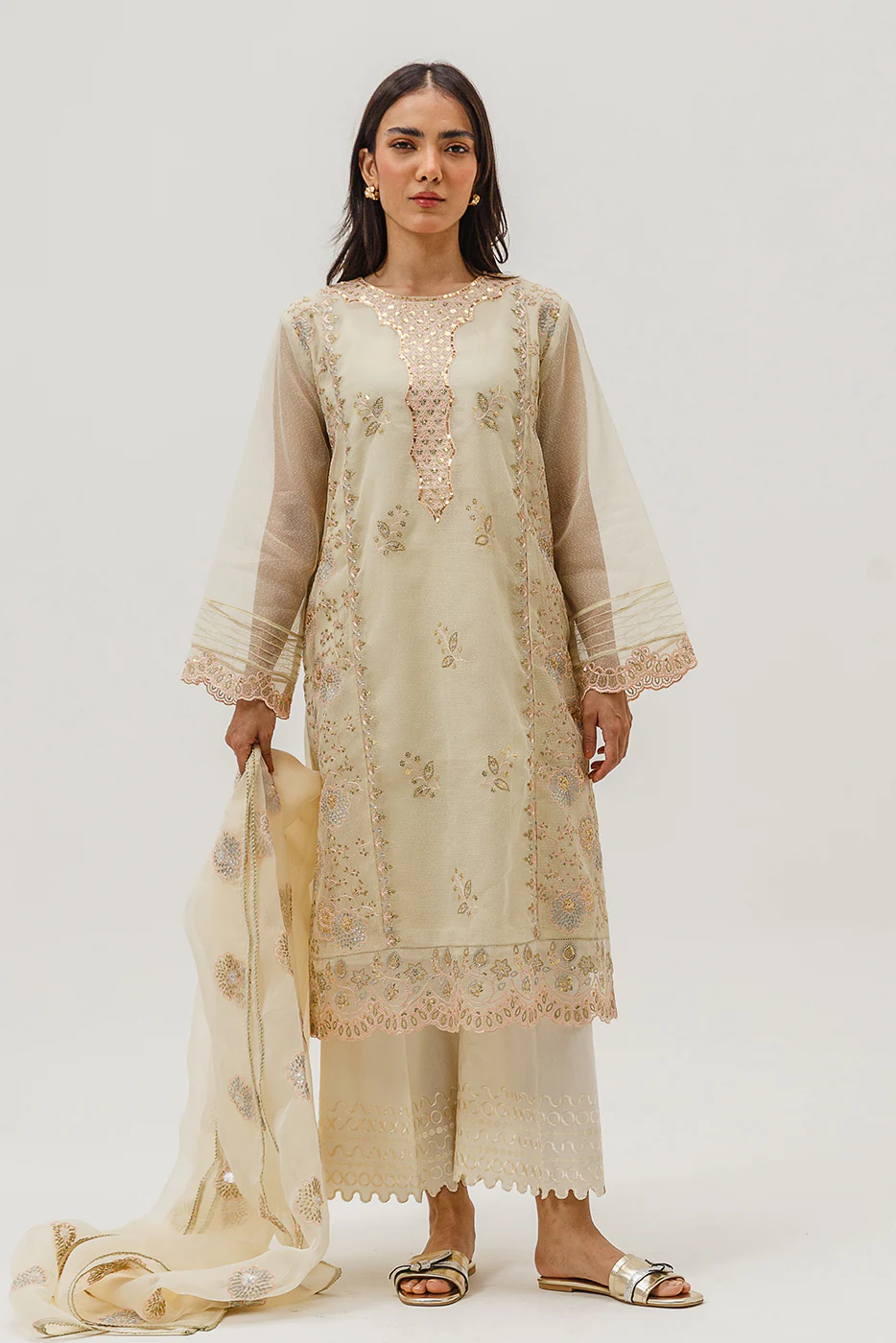 2 PIECE EMBROIDERED KARANDI SUIT (LUXURY-PRET) - Image 3