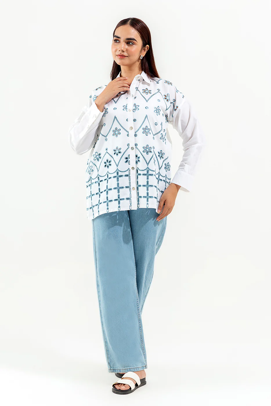 EMBROIDERED DROP SHOULDER SHIRT - Image 2