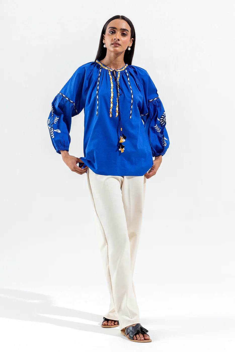 EMBROIDERED FUSION LAWN TOP (PRET) - Image 2