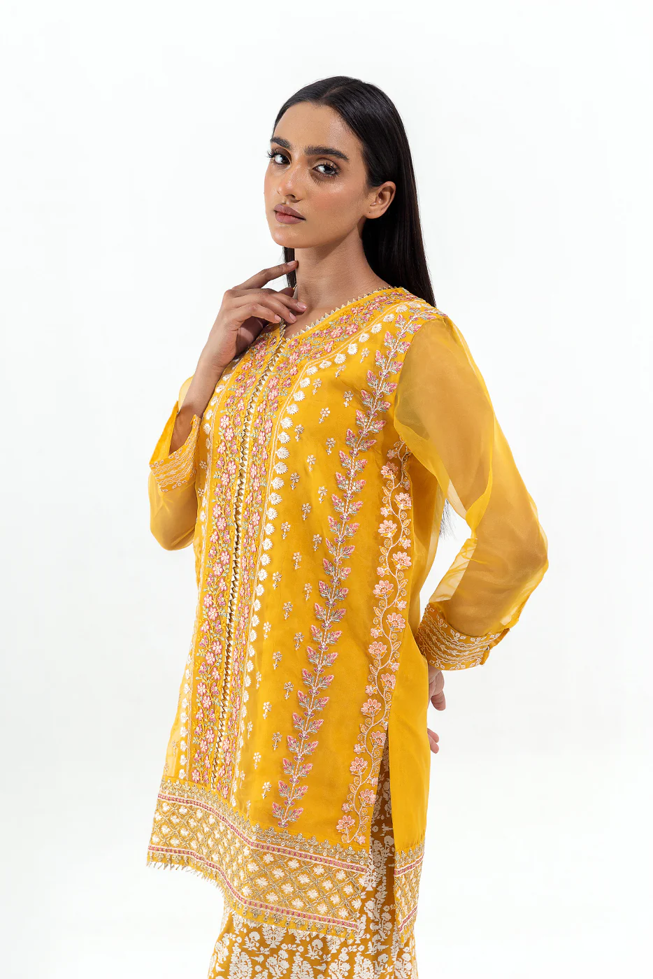2 PIECE EMBROIDERED ORGANZA SUIT  (LUXURY-PRET) - Image 2