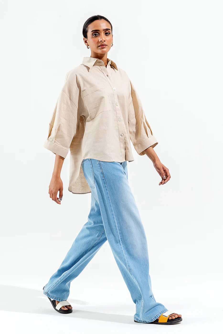 BEIGH BUTTON-THROUGH SHIRT - Image 5