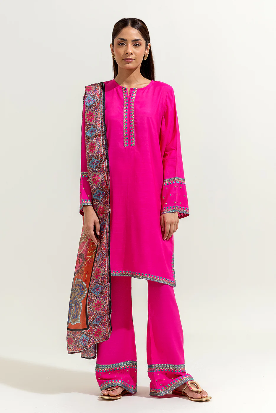 3 PIECE EMBROIDERED SILK SUIT (LUXURY-PRET) - Image 2