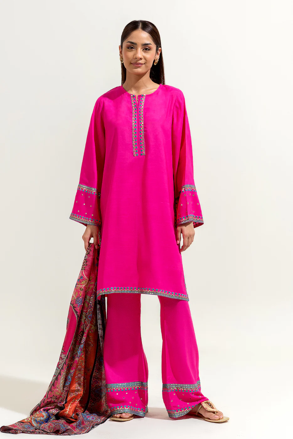3 PIECE EMBROIDERED SILK SUIT (LUXURY-PRET) - Image 3