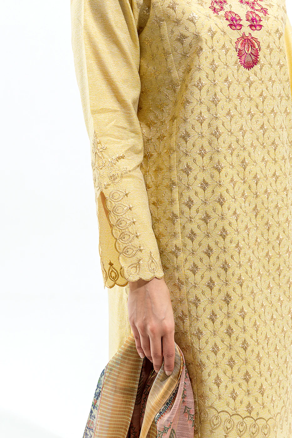 2 PIECE EMBROIDERED SLUB SUIT (LUXURY PRET) - Image 3