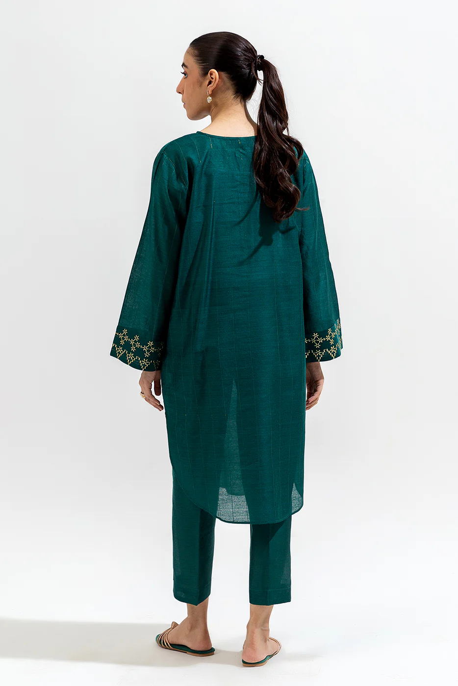 2 PIECE EMBROIDERED TWO TONE SUIT (LUXURY-PRET) - Image 3