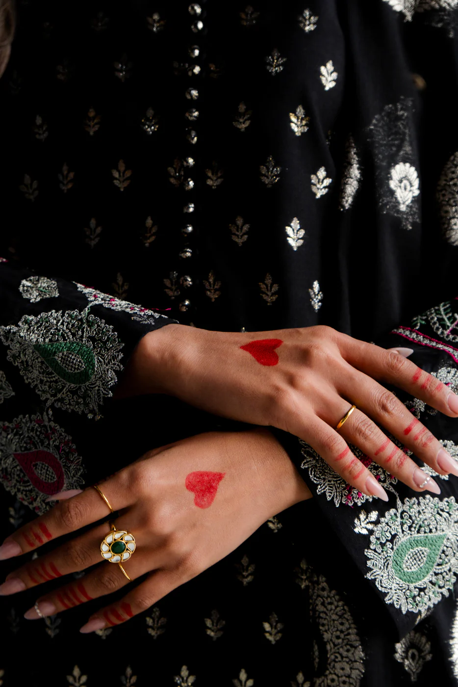 3 PIECE EMBROIDERED JACQUARD SUIT-MOONLIGHT NOIR (UNSTITCHED) - Image 5