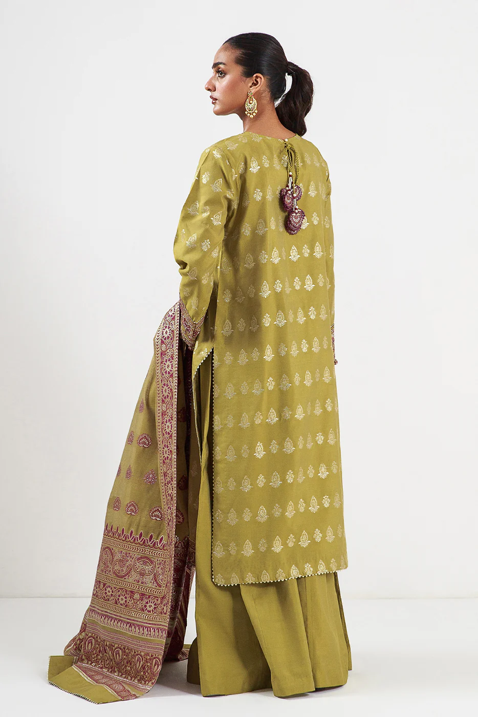 3 PIECE EMBROIDERED JACQUARD SUIT-ETHEREAL BEAUTY (UNSTITCHED) - Image 5