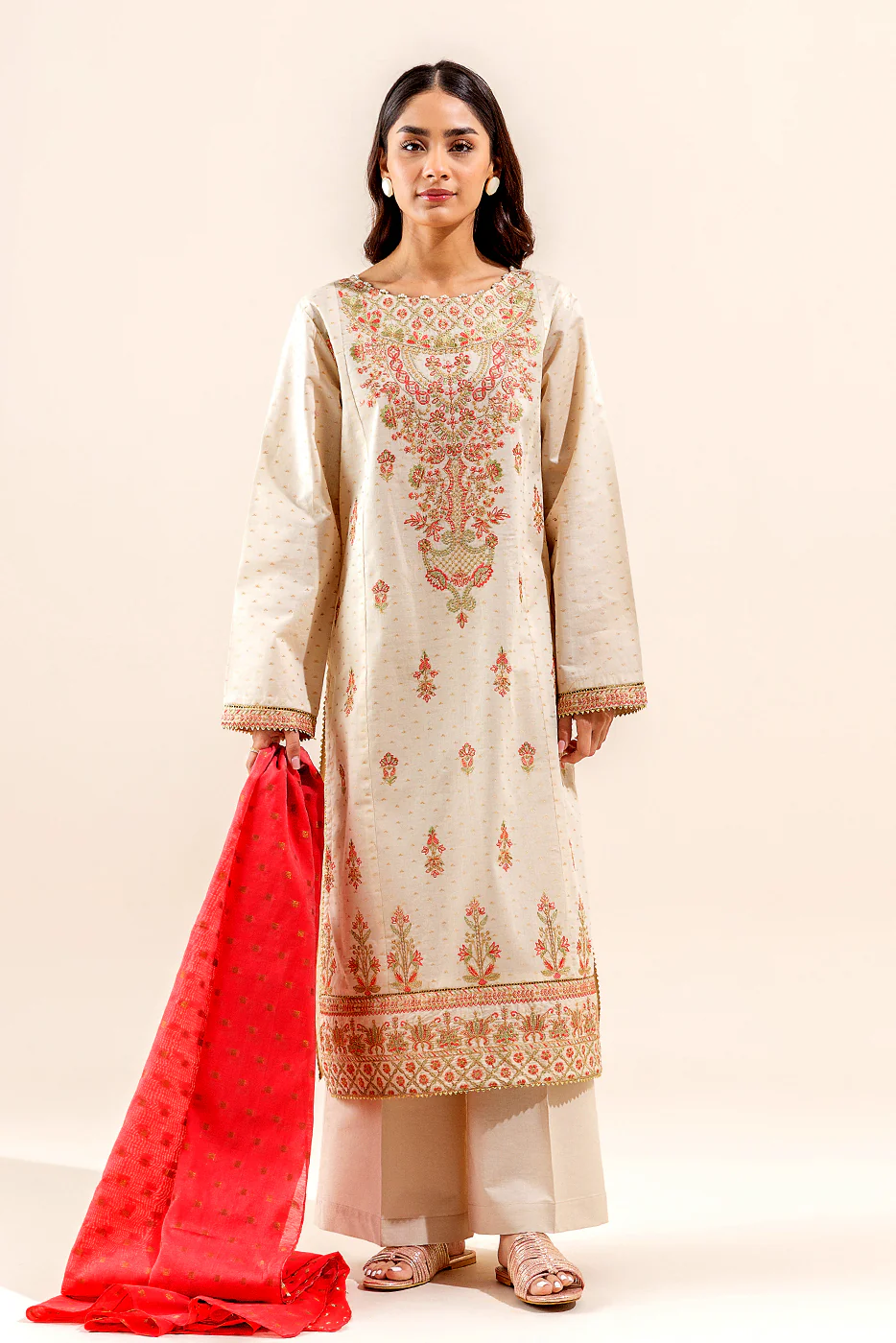 3 PIECE EMBROIDERED JACQUARD SUIT (UNSTITCHED) - Image 6
