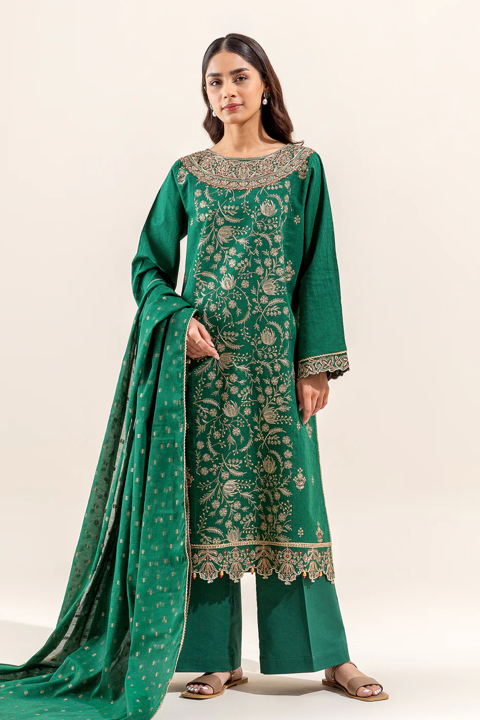 3 PIECE EMBROIDERED JACQUARD SUIT (UNSTITCHED) - Image 7