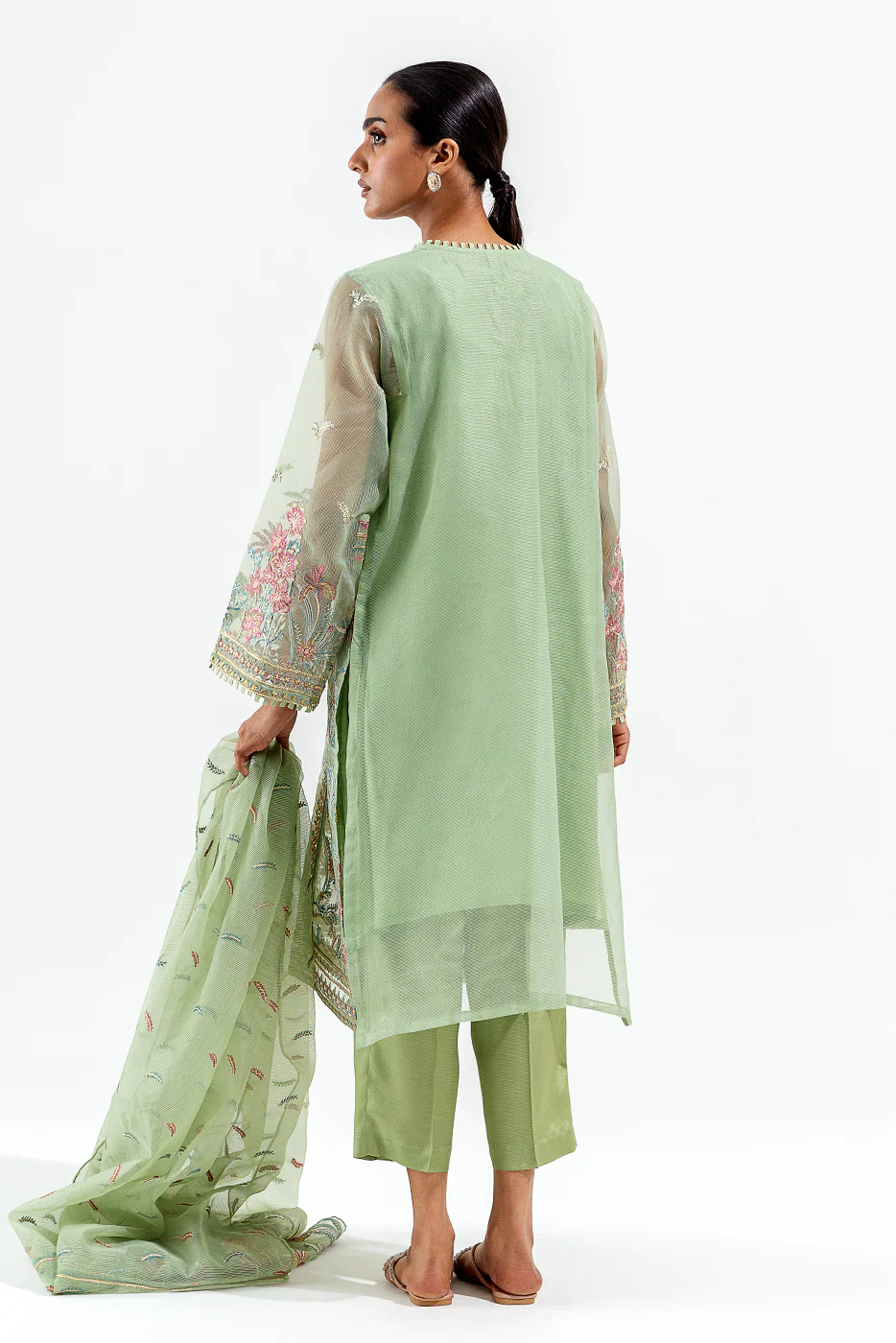 3 PIECE EMBROIDERED ORGANZA NET SUIT (LUXURY PRET) - Image 4