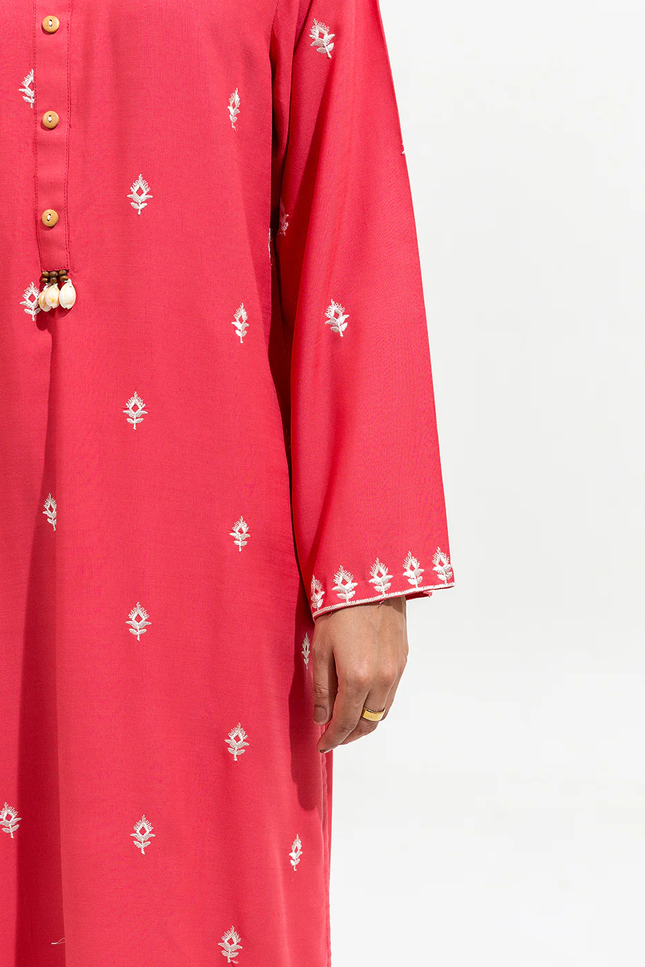 2 PIECE EMBROIDERED VISCOSE SUIT (PRET) - Image 5